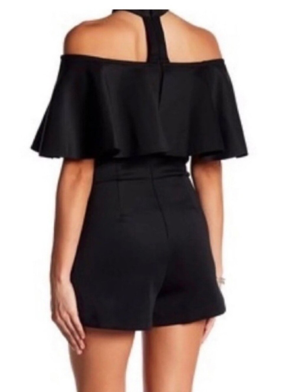 Love Nation Black Off-Shoulder Ruffle Romper - Picture 2 of 6